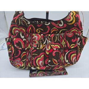 Vera Bradley Quilted Floral Shoulder Bag W Pockets coin purse and glasses case.